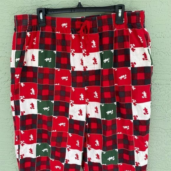Disney Parks Christmas Flannel Pajama Pants Mickey Mouse Patchwork Size XL - Picture 4 of 10